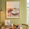 Cappuccino and Croissant Art - Sunday Morning Vibes - Watercolor Food Print
