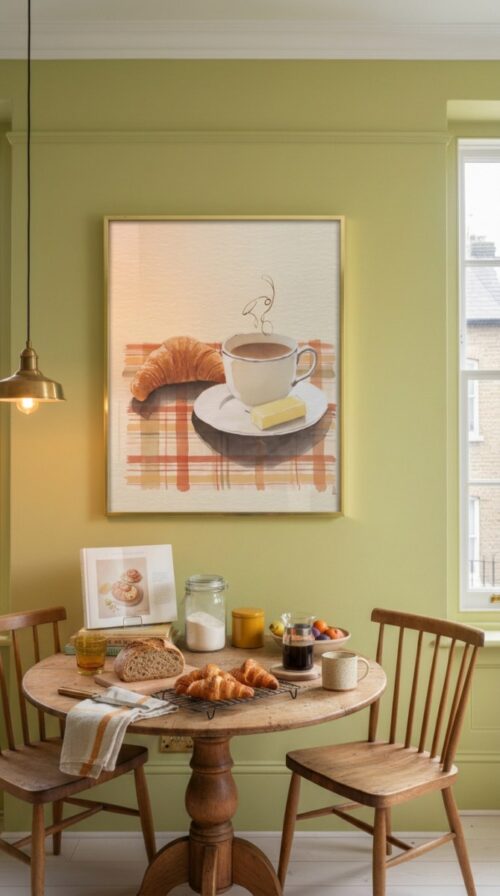 Cappuccino and Croissant Art - Sunday Morning Vibes - Watercolor Food Print