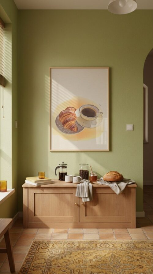 Cappuccino and Croissant Art - Sunday Morning Vibes - Watercolor Food Print