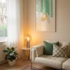 Cat-and-curtain-in-matcha-cats-025-sofa-wall Cat Hiding Behind Curtain - Playful Kitty Print - Hide and Seek Art