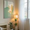 Cat-hanging-from-curtain-in-matcha-cats-028-plant-corner Cat Hiding Behind Curtain - Playful Kitty Print - Hide and Seek Art