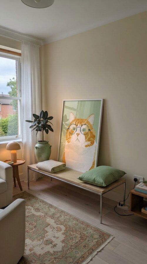 Stylish Cat with Glasses Print - Cute Kitty Art - Hipster Cat Print