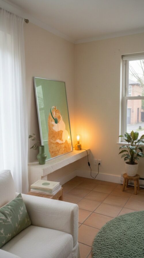 Vibe Cat with Headphones - Music Studio Decor - Chill Lofi Art