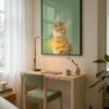 Curious Ginger Cat Print - Head Tilt Art - Cute Animal Portrait