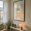 Cat on Stool Art Print - Cozy Sweater Kitty - Sage Green Decor