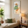 Cat Profile Portrait Left & Right - Matching Set Art - Sage Green Decor