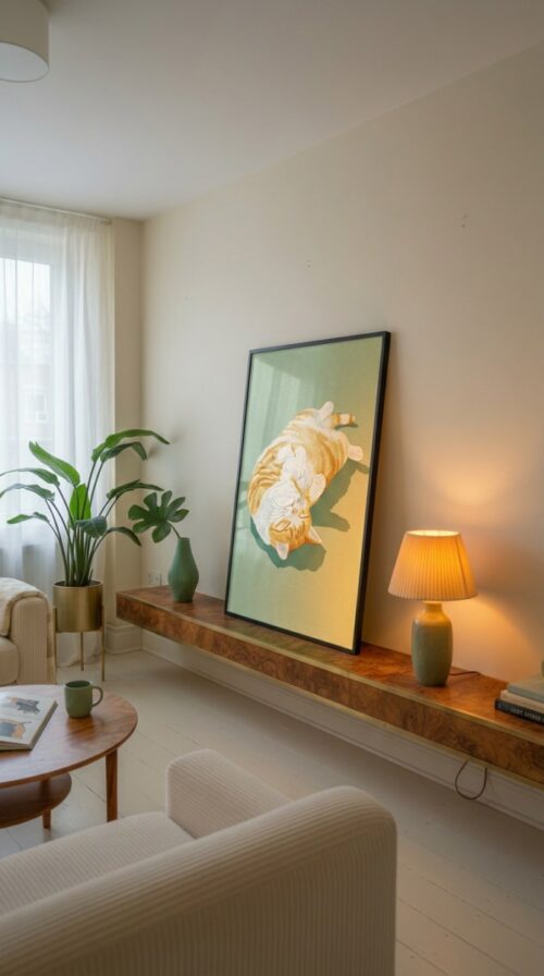 Sunbathing Cat Art Print - Lazy Sunday Vibes - Relaxing Bedroom Decor