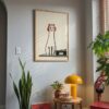 Black Cat with Red Headphones Print, Wall Decor
