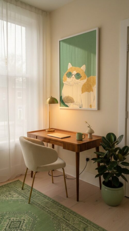 Stylish Cat with Glasses Print - Cute Kitty Art - Hipster Cat Print