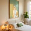 Cat-with-birthday-hat-in-matcha-cats-055-bedroom Cat in Birthday Hat Print - Happy Birthday Sign - Celebration Wall Decor
