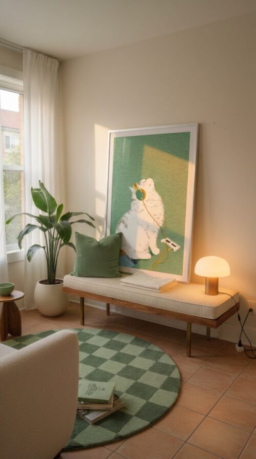 Vibe Cat with Headphones - Music Studio Decor - Chill Lofi Art