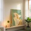 Whimsical Yawning Cat - Dreamy Sleepy Art - Soft Sage Green Decor