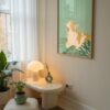 Whimsical Yawning Cat - Dreamy Sleepy Art - Soft Sage Green Decor