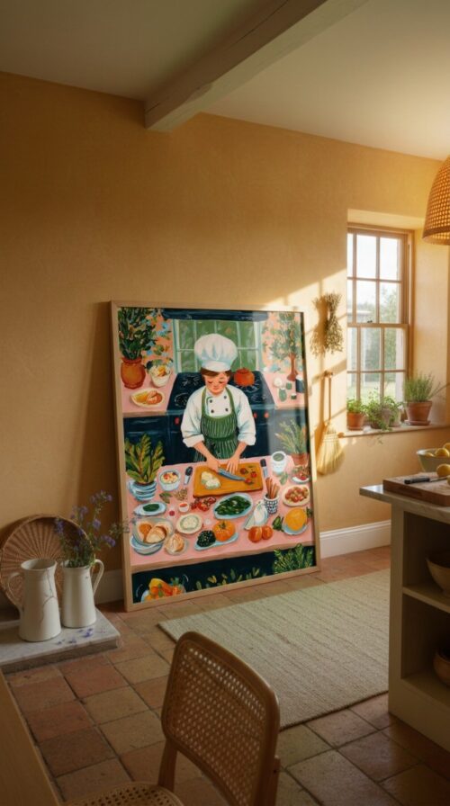 Chef's Corner Art Print - Cozy Kitchen Scene - Cooking Lover Poster