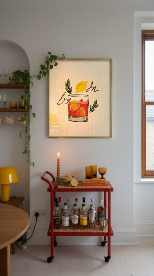 Signature Cocktail Print - Custom Drink Poster - Watercolor Bar Art