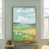 Corgi Pastel Wall Art – Funny Dog Chasing Print – Gift for Corgi Lover