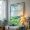 Corgi Pastel Wall Art – Funny Dog Chasing Print – Gift for Corgi Lover