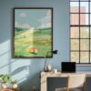 Corgi Pastel Wall Art – Funny Dog Chasing Print – Gift for Corgi Lover