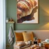 Crispy Croissant Close-up Print - Patisserie Decor - Golden Pastry Watercolor