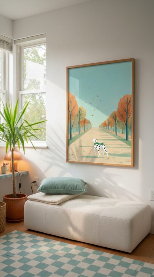 Dalmatian Nursery Decor – Whimsical Autumn Dog Print – Gift for Dalmatian Lover