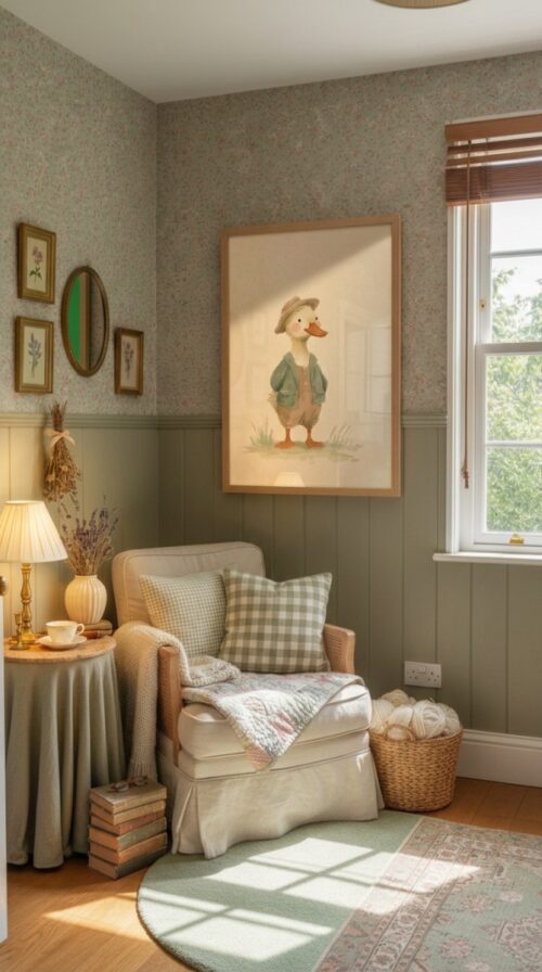 Cute Duckling in Outfit Print - Farmhouse Nursery Decor - Vintage Animal Art