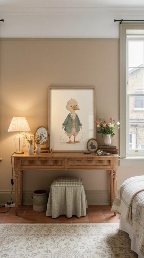 Cute Duckling in Outfit Print - Farmhouse Nursery Decor - Vintage Animal Art