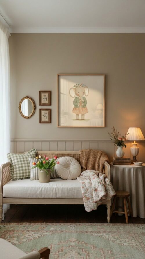 Cute Elephant Girl Print - Safari Girl Room Decor - Watercolor Animal