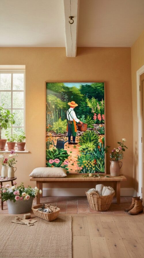 Gardener Art Print - Greenhouse Wall Decor - Plant Lover Gift