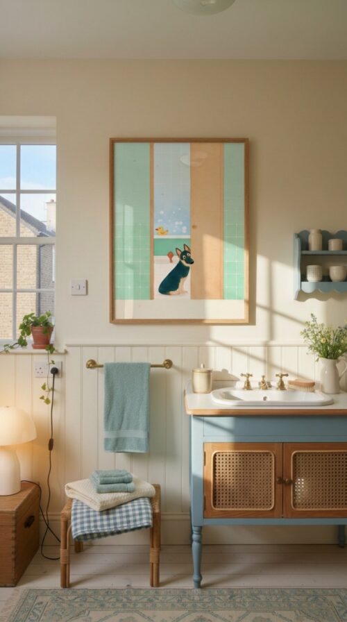 German Shepherd Bathroom Art – Funny Dog Peeking Print – Gift for Shepherd Lover