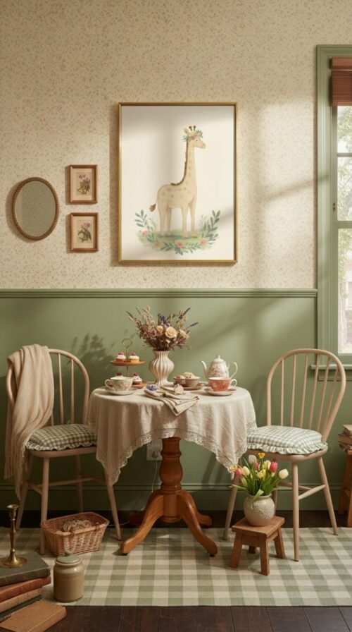 Adorable Giraffe Illustration - Safari Baby Room - Vintage Style Art