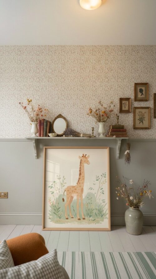 Adorable Giraffe Illustration - Safari Baby Room - Vintage Style Art