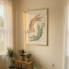 Green-and-beige-cats-in-matcha-cats-068-plant-corner Green and Beige Cats Stretching - Whimsical Pet Art - Gift for Cat Lovers