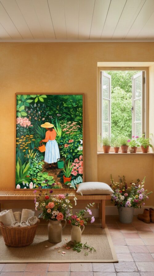 Gardener Art Print - Greenhouse Wall Decor - Plant Lover Gift