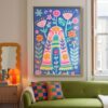 Letter A Floral Art Print - Girl Nursery Initial Poster - Colorfol Flower Monogram - Baby Name Sign