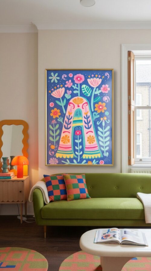 Letter A Floral Art Print - Girl Nursery Initial Poster - Colorfol Flower Monogram - Baby Name Sign