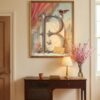 Letter-B-2_upscaled-in-vintage-garden-003-vgl-hall-console Letter B Botanical Monogram Poster - Cottagecore Nursery Decor - Vintage Floral Alphabet Wall Art - Retro Typography