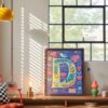 Letter D Floral Art Print - Girl Nursery Initial Poster - Colorfol Flower Monogram - Baby Shower Gift