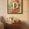 Letter-D_upscaled-in-vintage-garden-008-vgl-walnut-nightstand Letter D Vintage Floral Art Print - Victorian Garden Decor - Antique Botanical Monogram - Wedding Gift
