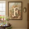 Letter-F-2_upscaled-in-vintage-garden-011-vgl-flower-table Letter F Botanical Monogram Poster - Cottagecore Nursery Decor - Vintage Floral Alphabet Wall Art - Retro Typography