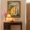 Letter-H-2_upscaled-in-vintage-garden-015-vgl-hall-console Letter H Botanical Monogram Poster - Cottagecore Nursery Decor - Vintage Floral Alphabet Wall Art - Retro Typography