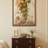 Letter-J_upscaled-in-vintage-garden-020-vgl-walnut-nightstand Letter J Botanical Monogram Poster - Cottagecore Nursery Decor - Vintage Floral Alphabet Wall Art - Retro Typography