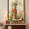 Letter L Vintage Floral Art Print - Victorian Garden Decor - Antique Botanical Monogram - Wedding Gift