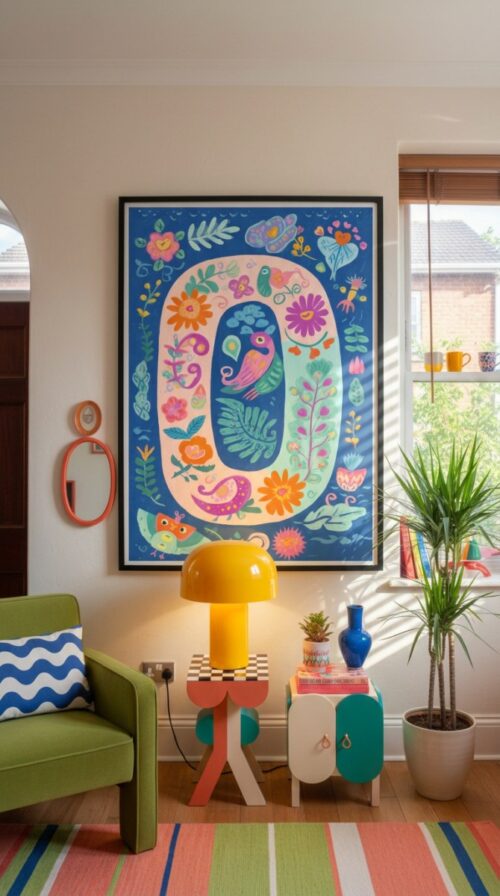 Letter O Floral Alphabet Decor - Girl Nursery Initial Poster - Whimsical Folk Flower Monogram - Baby Shower Gift