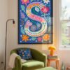 Letter S Floral Art Print - Girl Nursery Initial Poster - Colorfol Flower Monogram - Baby Shower Gift