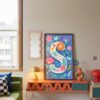 Letter S Floral Art Print - Girl Nursery Initial Poster - Colorfol Flower Monogram - Baby Shower Gift