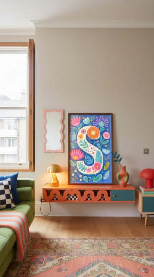 Letter S Floral Art Print - Girl Nursery Initial Poster - Colorfol Flower Monogram - Baby Shower Gift