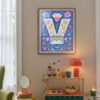 Letter V Floral Art Print - Girl Nursery Initial Poster - Whimsical Folk Flower Monogram - Baby Name Sign