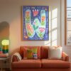Letter W Floral Art Print - Girl Nursery Initial Poster - Whimsical Folk Flower Monogram - Baby Shower Gift