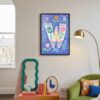 Letter W Floral Art Print - Girl Nursery Initial Poster - Whimsical Folk Flower Monogram - Baby Shower Gift