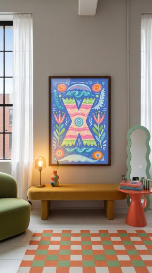 Letter-X-cap-in-blooming-alphabet-027-shelf-lean Letter X Floral Art Print - Floral Initial Nursery Decor - Whimsical Folk Flower Monogram - Baby Shower Gift